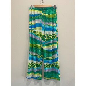 Vintage Silver Women's Swim/Coverup Pants Green Blue Size L Y2K
